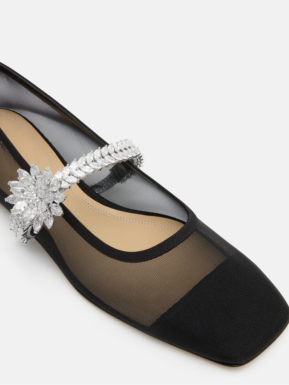 NWT Mach & Mach Lotus Flower Jewelled Mesh Ballerina Flat Shoes